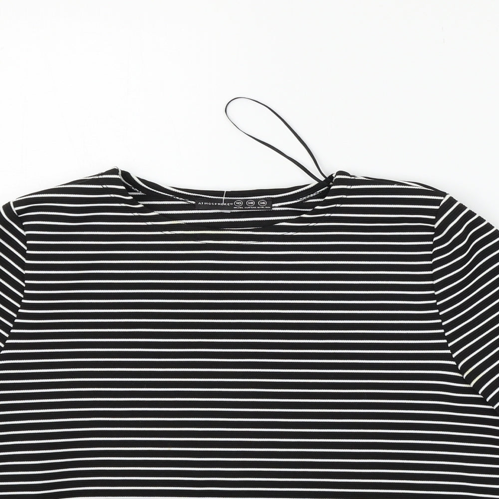 Atmosphere Womens Grey Striped  Basic T-Shirt Size 10