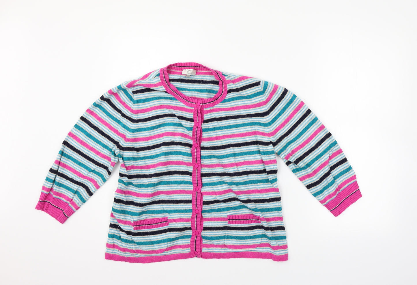 county casual Womens Multicoloured Striped  Cardigan Jumper Size XL