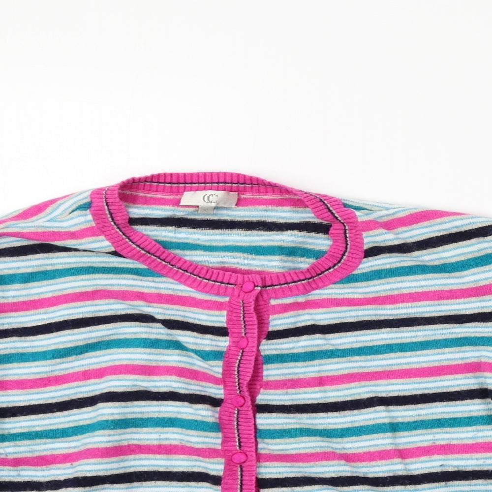 county casual Womens Multicoloured Striped  Cardigan Jumper Size XL