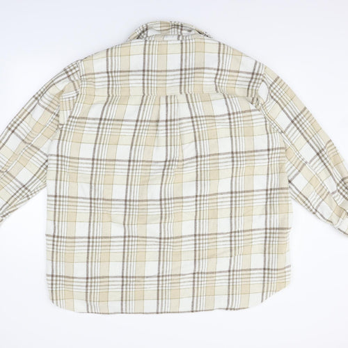 CAMEO ROSE Womens Beige Check  Basic Button-Up Size L
