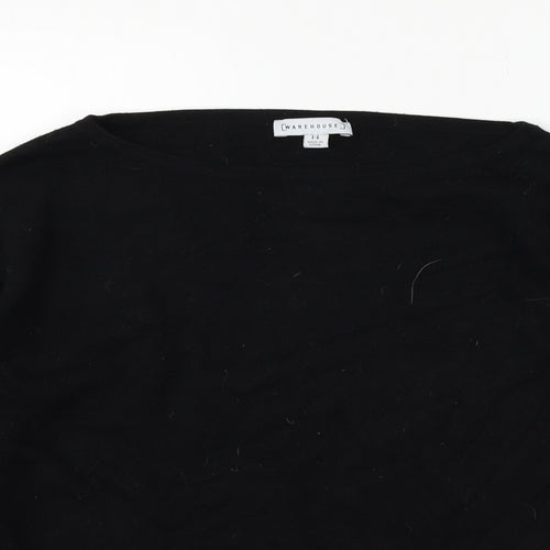 Warehouse Womens Black   Henley Jumper Size 12