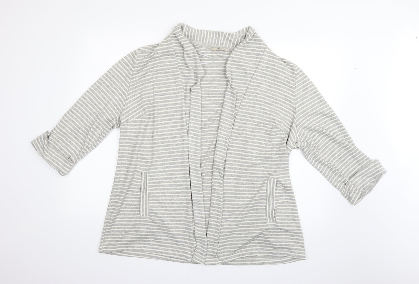 TU Womens Grey Striped  Cardigan Jumper Size 22