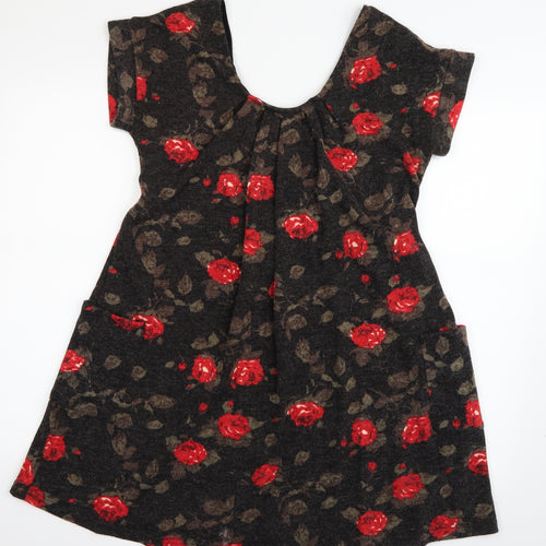 Yumi Womens Brown Fair Isle  Skater Dress  Size M