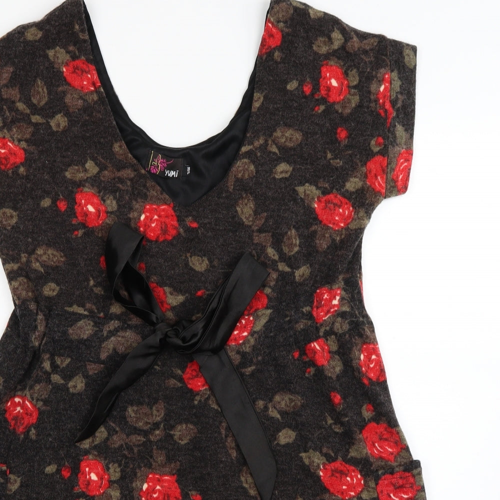 Yumi Womens Brown Fair Isle  Skater Dress  Size M