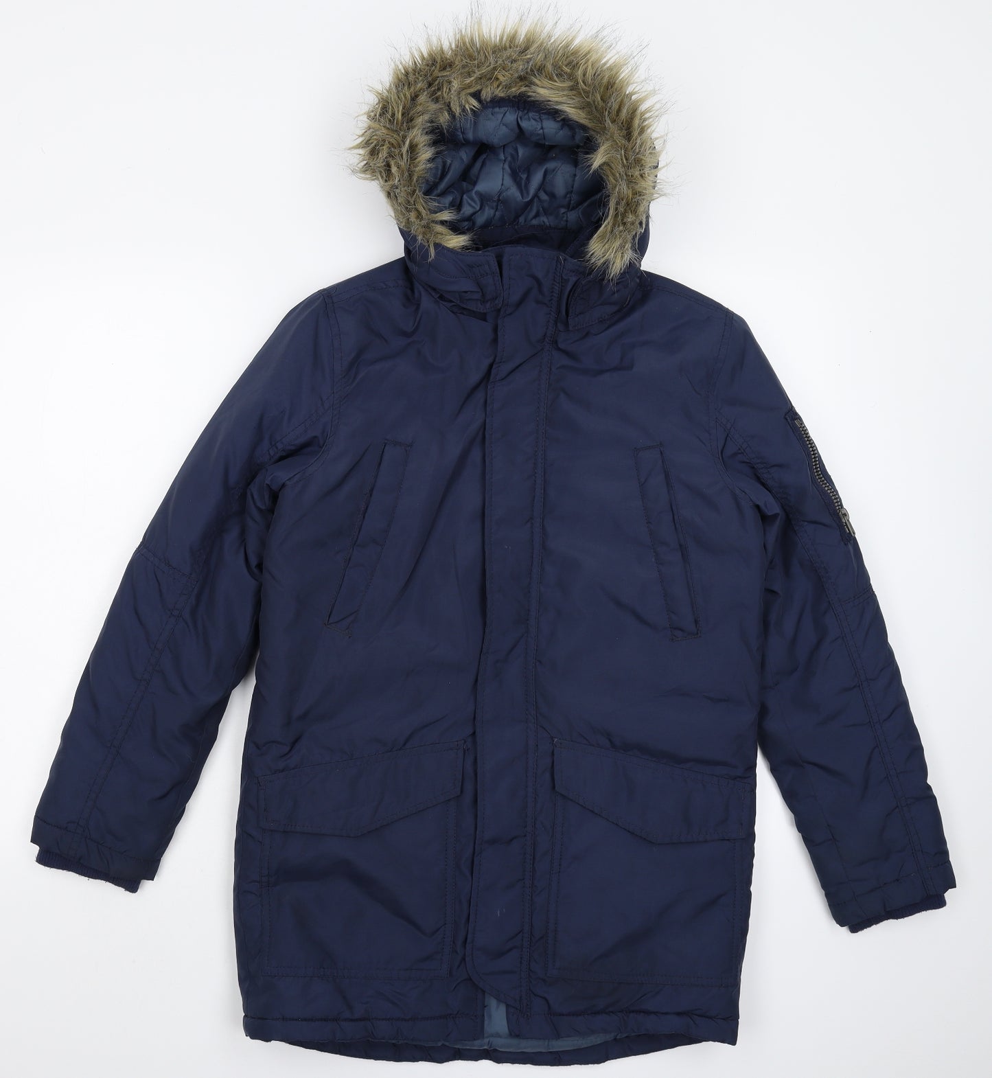 H&M Boys Blue   Parka Coat Size 11-12 Years