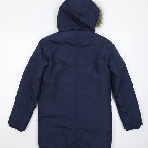 H&M Boys Blue   Parka Coat Size 11-12 Years