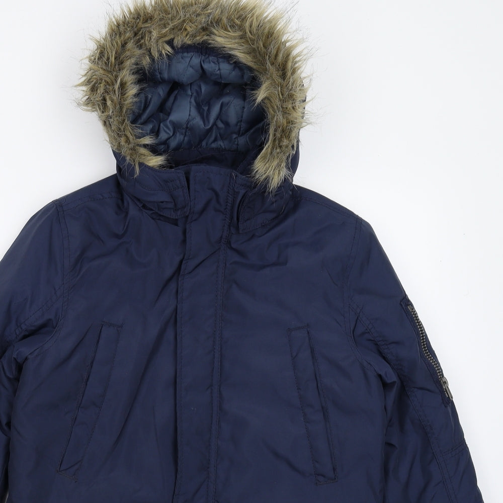 H&M Boys Blue   Parka Coat Size 11-12 Years