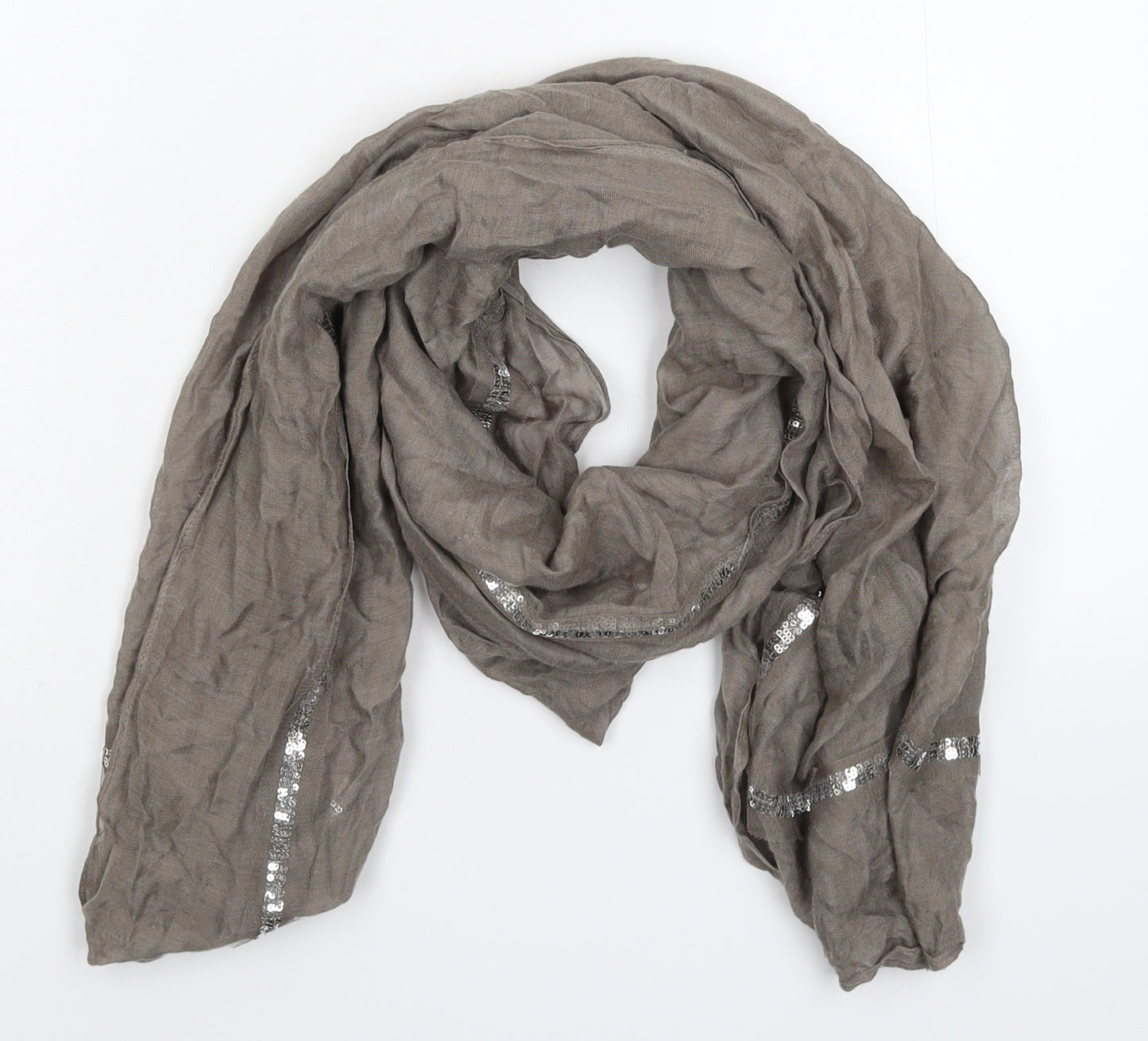 Preworn Womens Grey Striped Knit  Scarf