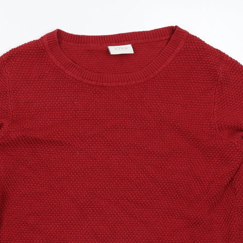 VILA Womens Red  Knit Pullover Jumper Size L
