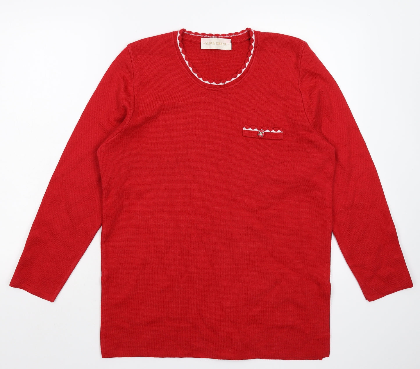 Serge Ohane Womens Red  Knit Pullover Jumper Size L
