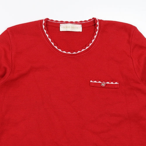 Serge Ohane Womens Red  Knit Pullover Jumper Size L