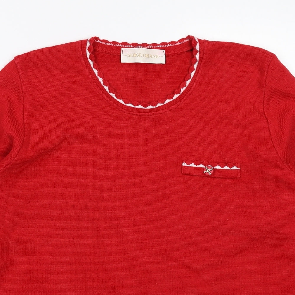 Serge Ohane Womens Red  Knit Pullover Jumper Size L