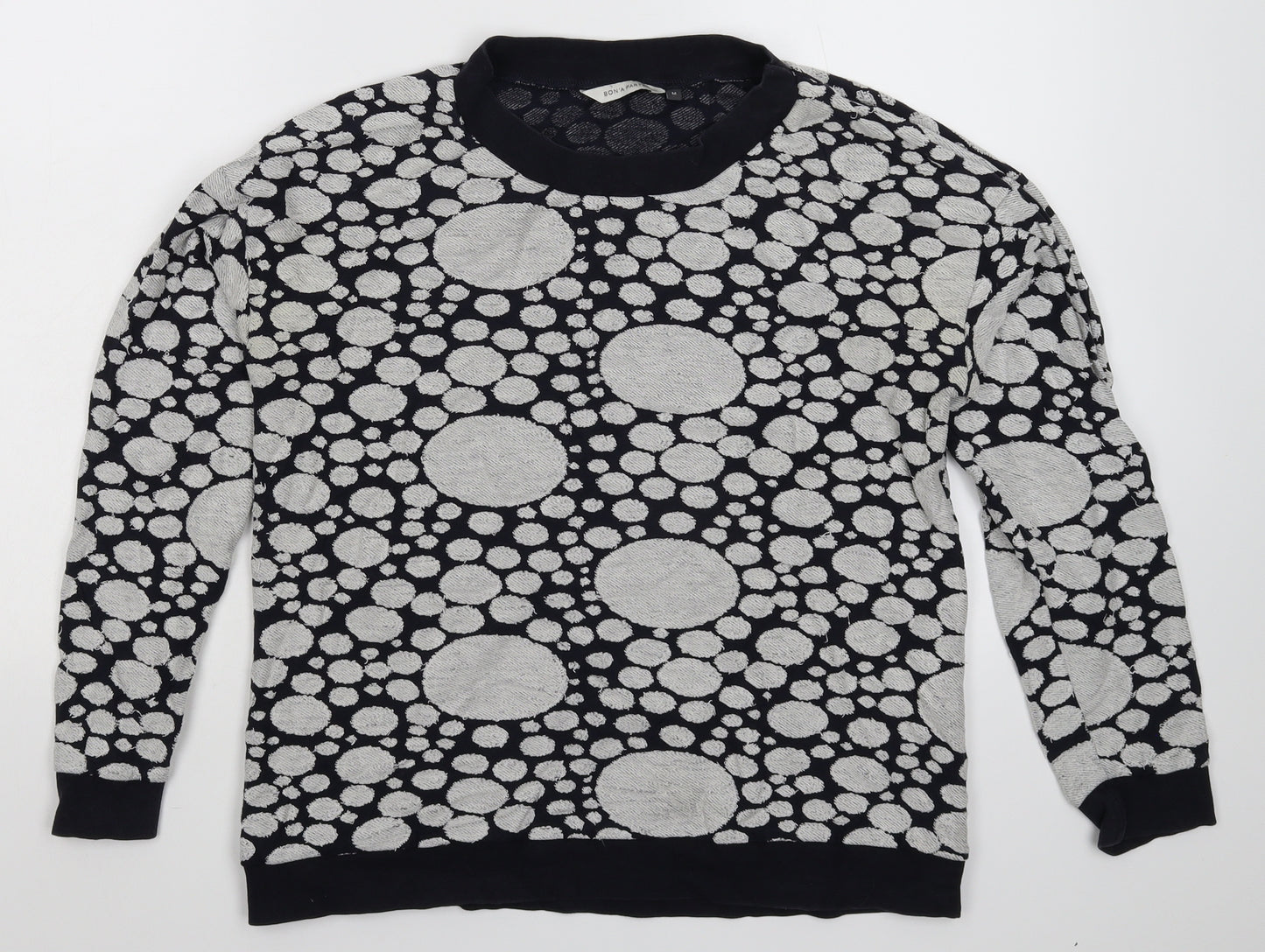 Bon a parte Womens Blue Polka Dot  Pullover Sweatshirt Size M