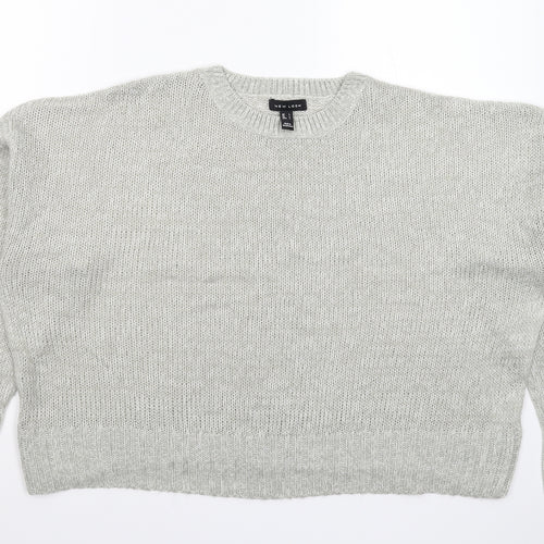 New Look Womens Grey  Knit Pullover Jumper Size L  - Oversized