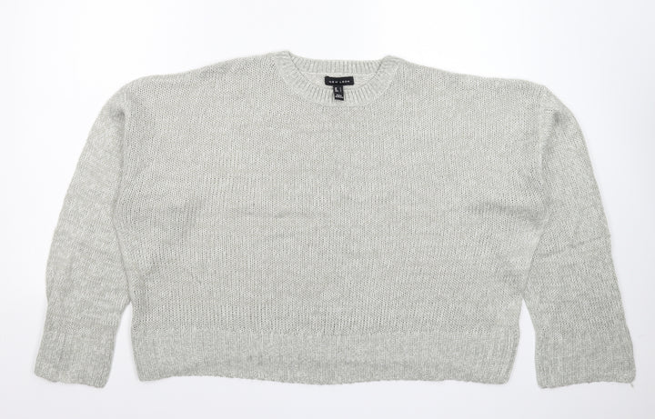 New Look Womens Grey Knit Pullover Jumper Size L - Oversized