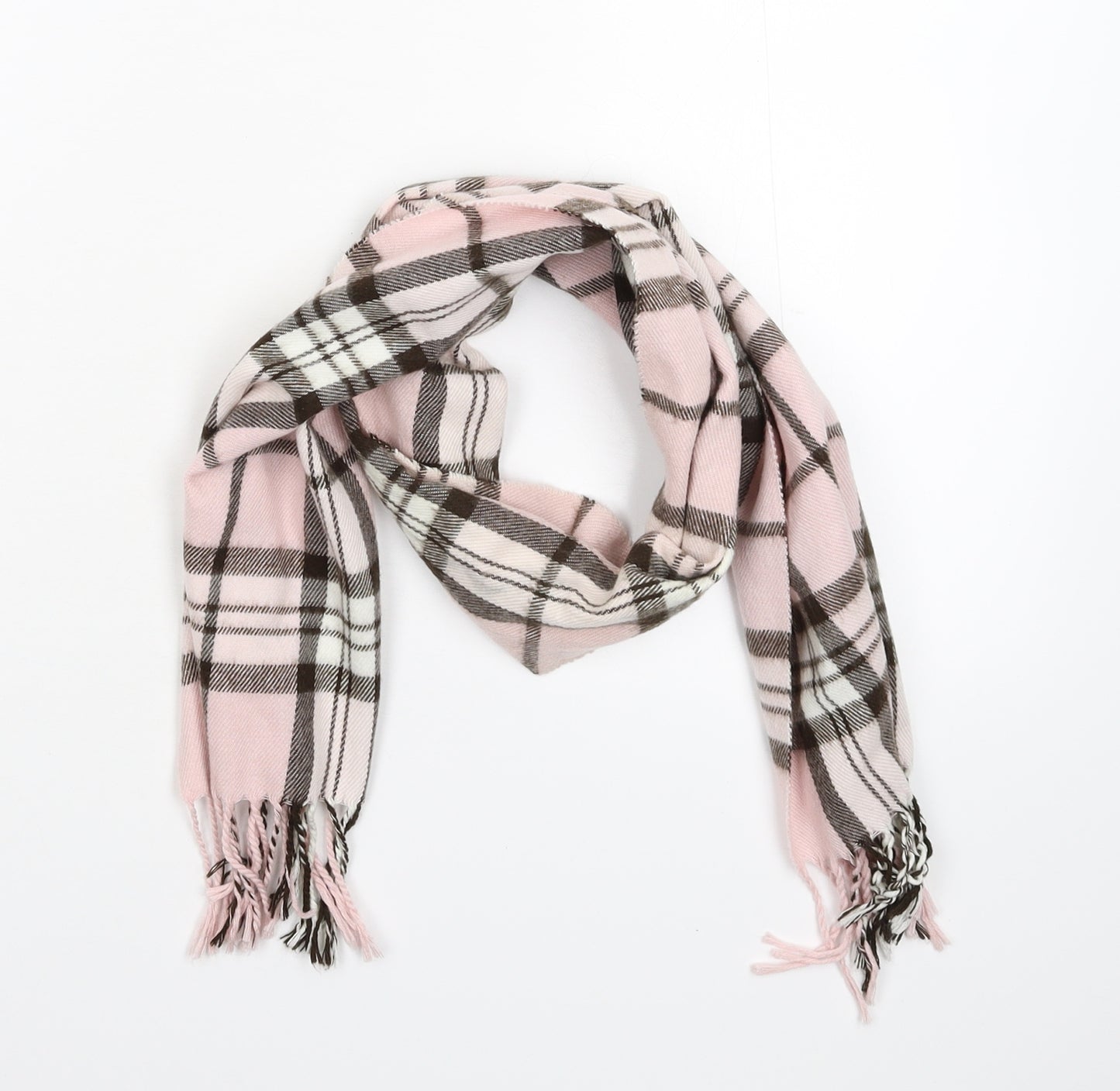 BHS Womens Pink Check Knit  Scarf