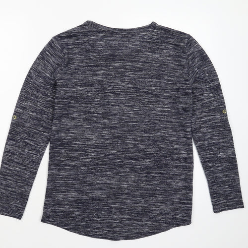 DMJ Womens Blue Floral Knit Pullover Jumper Size L