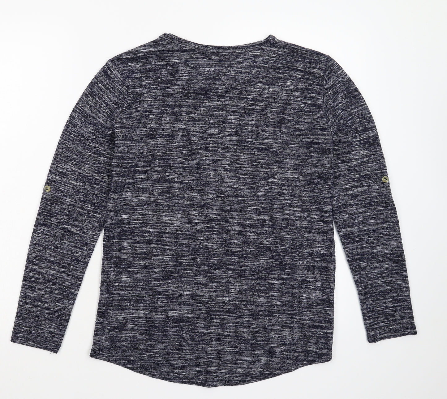 DMJ Womens Blue Floral Knit Pullover Jumper Size L