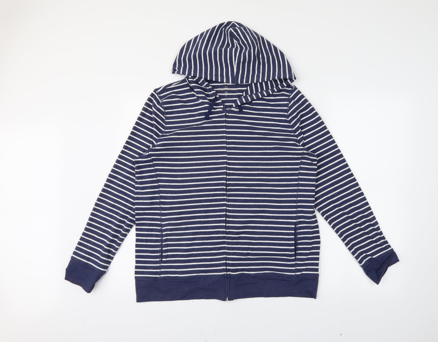 Preworn Womens Blue Striped  Full Zip Hoodie Size XL