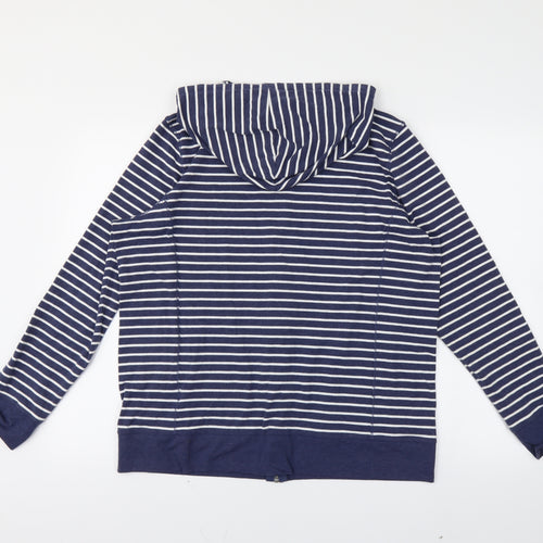 Preworn Womens Blue Striped  Full Zip Hoodie Size XL