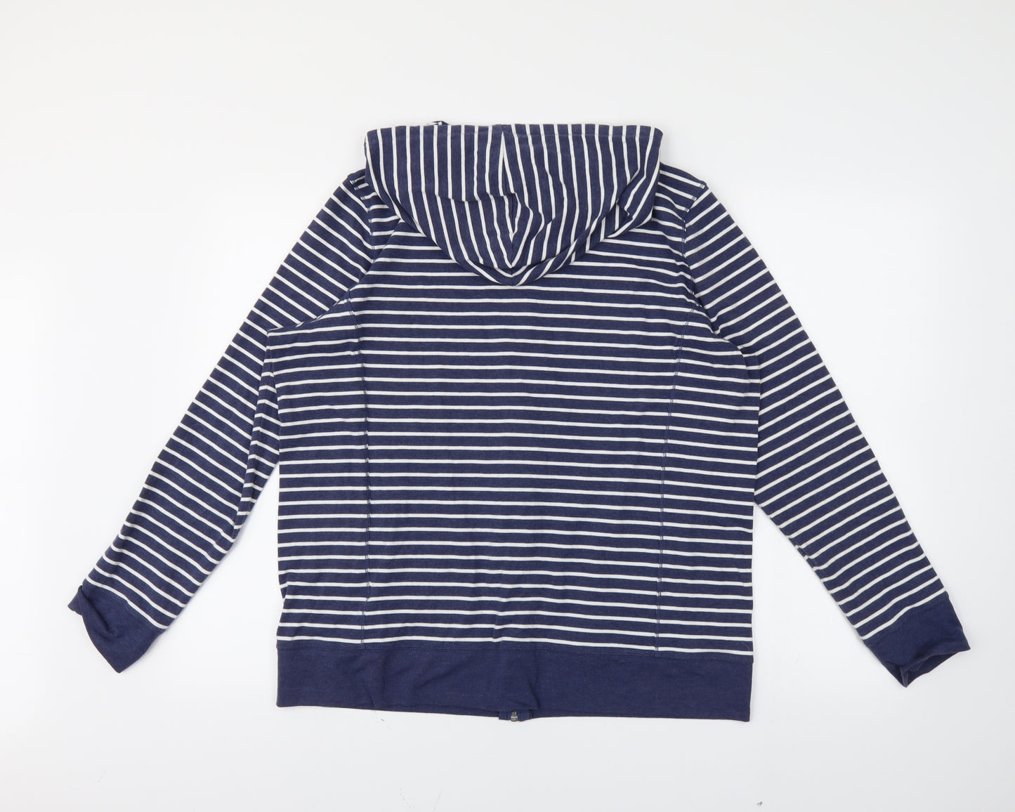 Preworn Womens Blue Striped  Full Zip Hoodie Size XL