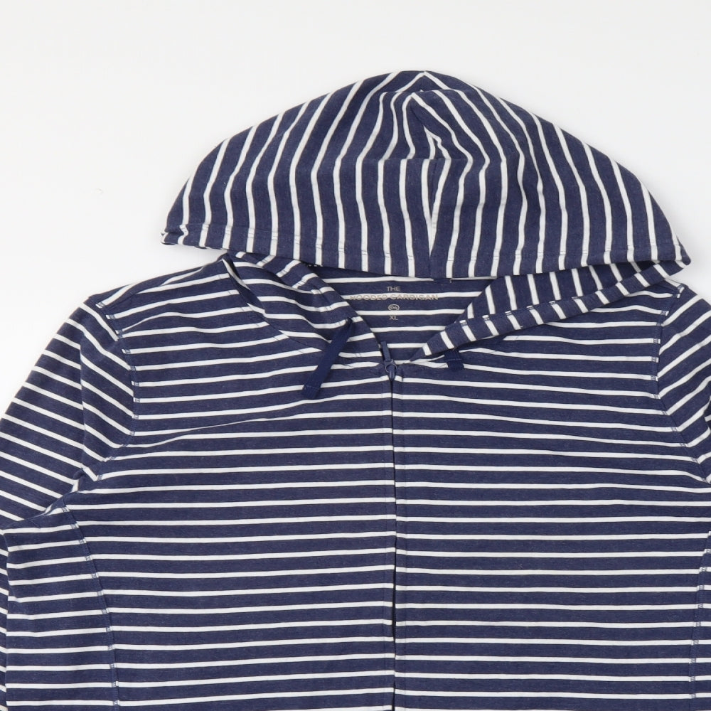 Preworn Womens Blue Striped  Full Zip Hoodie Size XL
