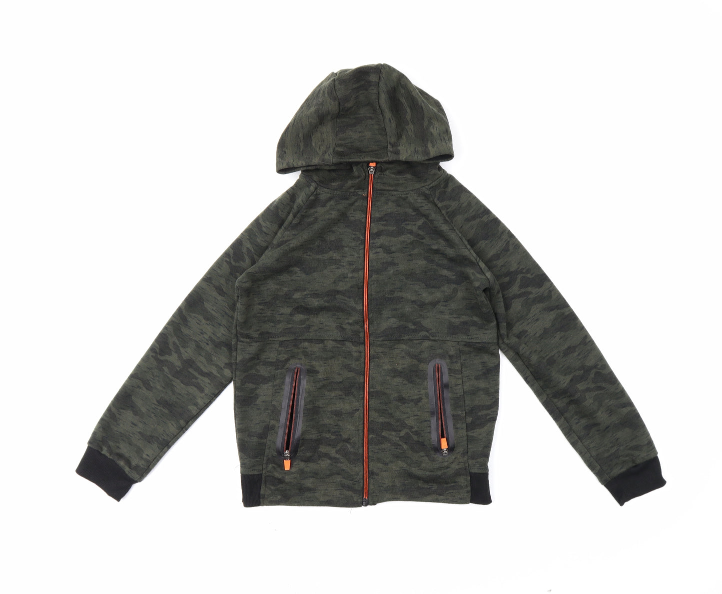 Primark Boys Green Camouflage  Full Zip Hoodie Size 10-11 Years