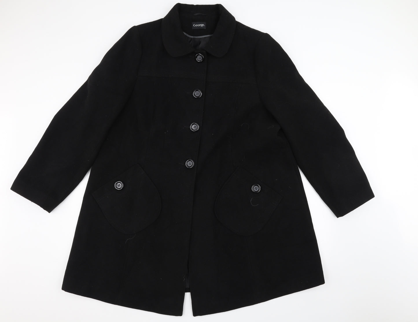 George Womens Black   Pea Coat Coat Size 22