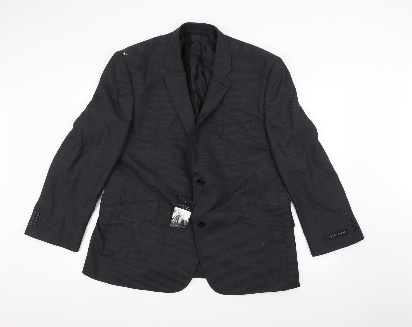 Tom English Mens Black   Jacket Suit Jacket Size 36