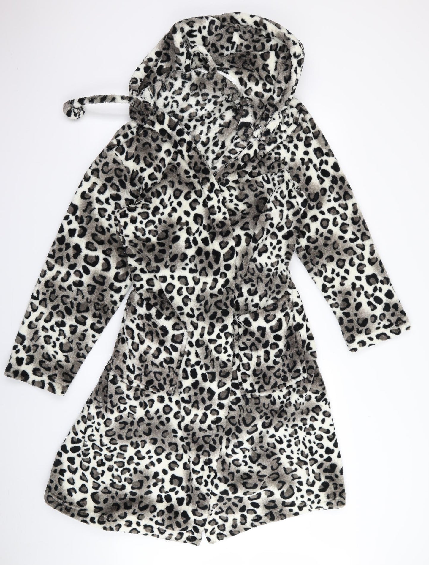 Preworn Womens Black Animal Print  Top Robe Size M
