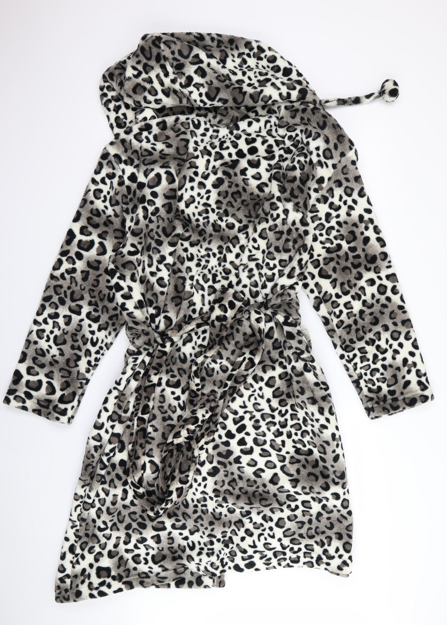 Preworn Womens Black Animal Print  Top Robe Size M