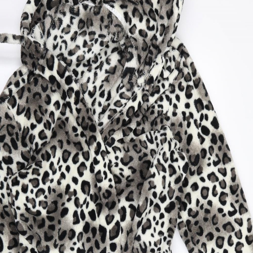 Preworn Womens Black Animal Print  Top Robe Size M