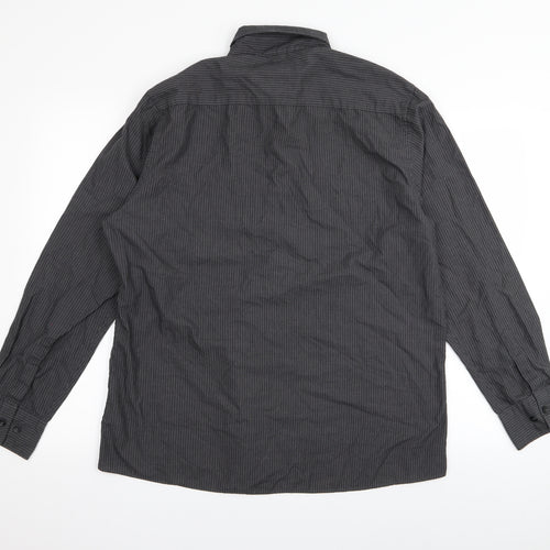 F&F Mens Grey Striped   Button-Up Size L