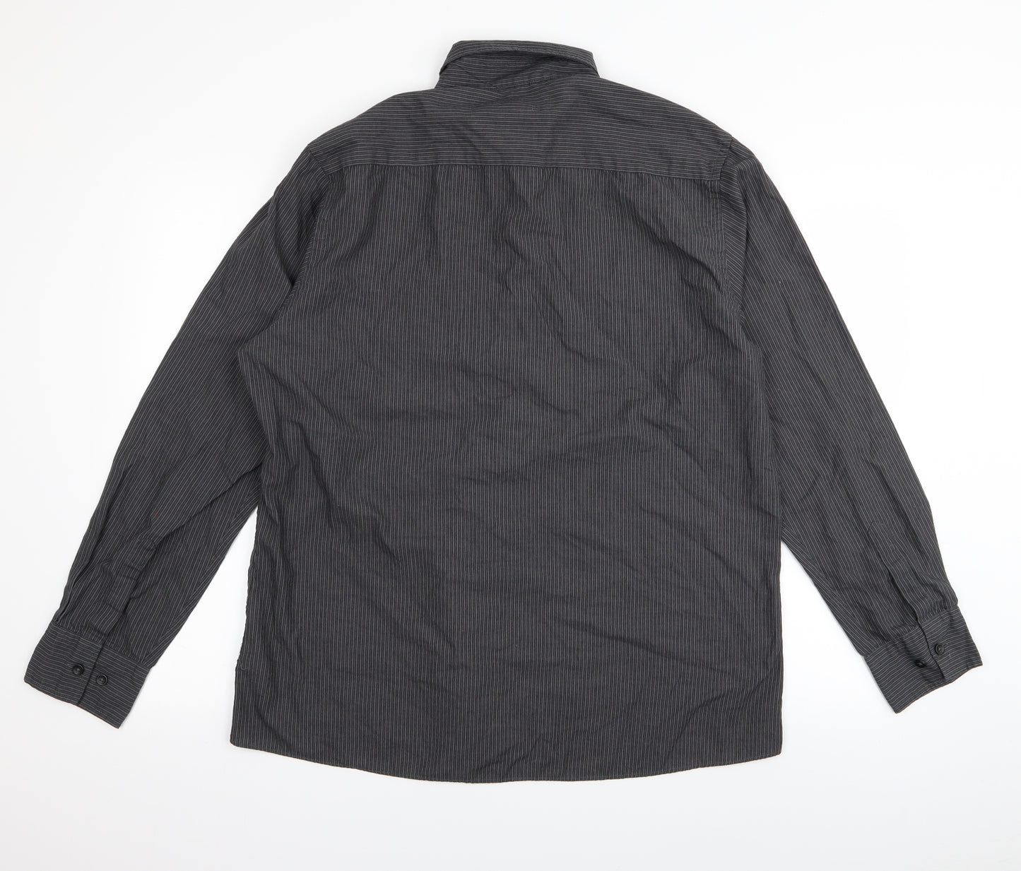 F&F Mens Grey Striped   Button-Up Size L