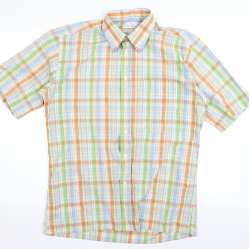 m&s Mens Multicoloured Striped   Button-Up Size 15