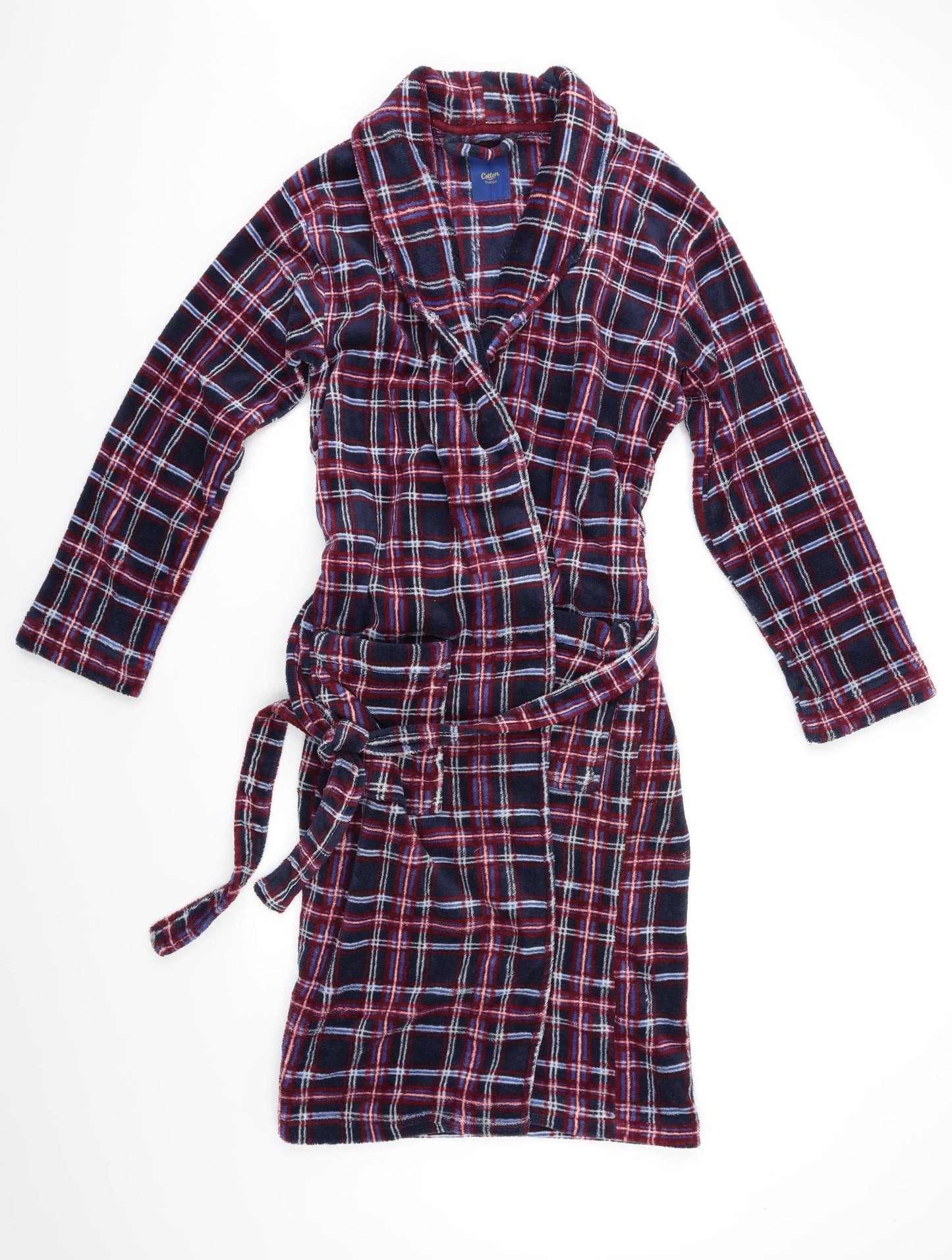Cotton Traders Mens Multicoloured Check Fleece  Gown Size XS
