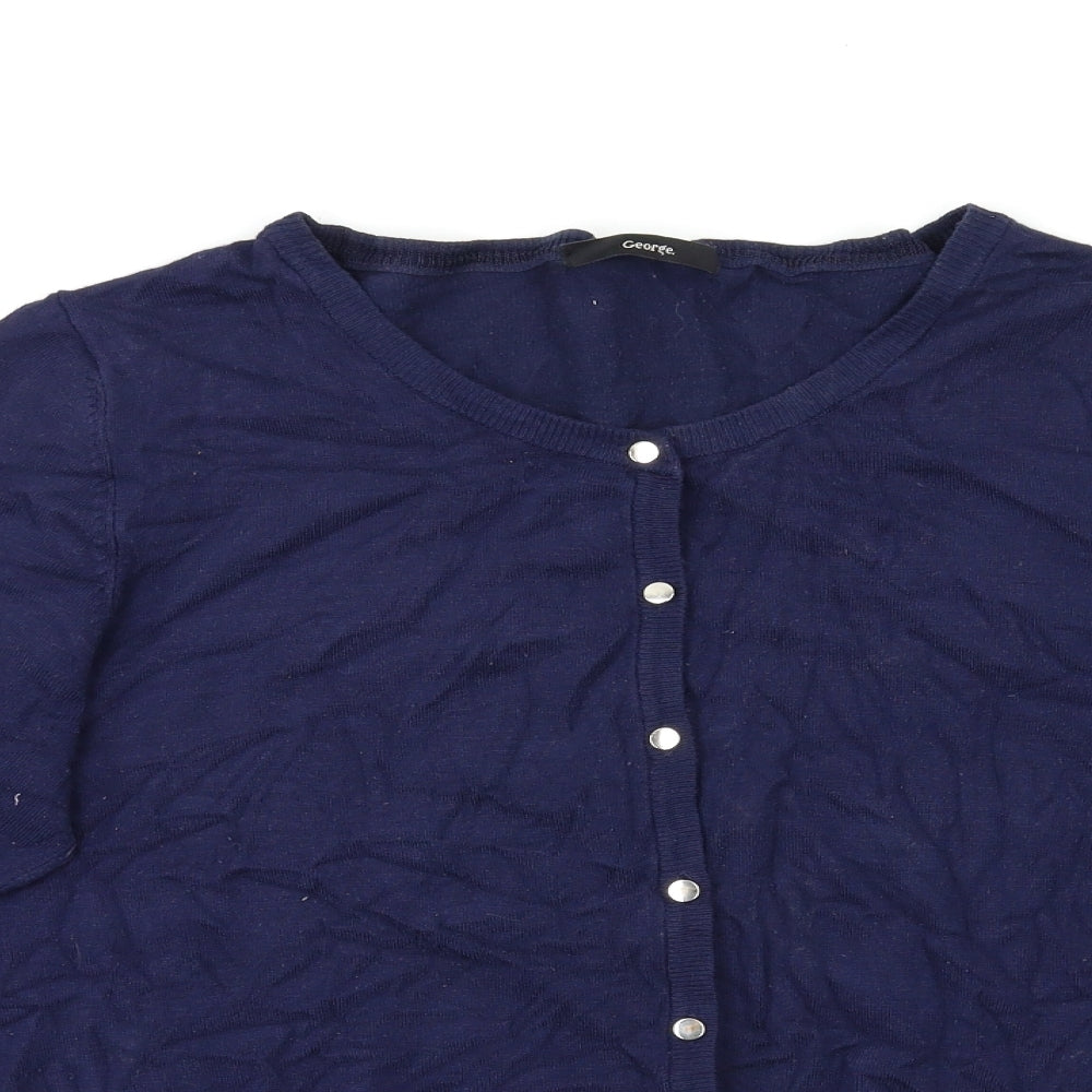 George Womens Blue  Knit Cardigan Jumper Size 14