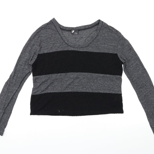Sparkle & Fade Womens Black Striped Knit Pullover Jumper Size 8