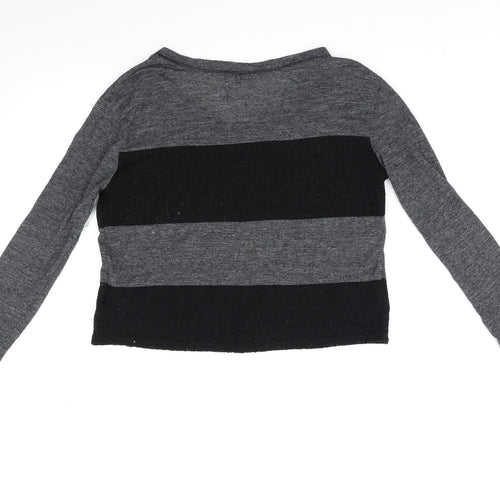 Sparkle & Fade Womens Black Striped Knit Pullover Jumper Size 8
