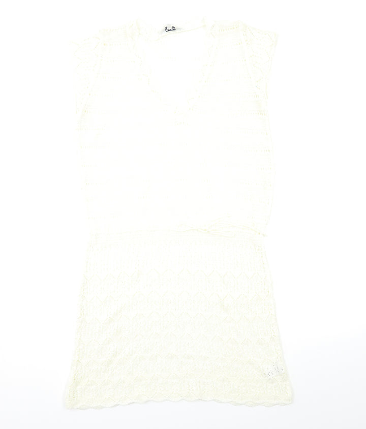 M&Co Womens Beige Rayon Jumper Dress Size 14