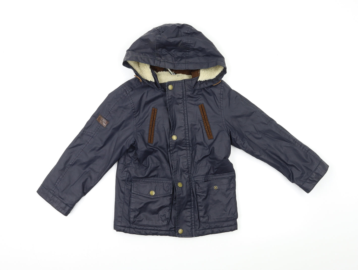 George Boys Blue  Canvas Overcoat Coat Size 5-6 Years  - Wax