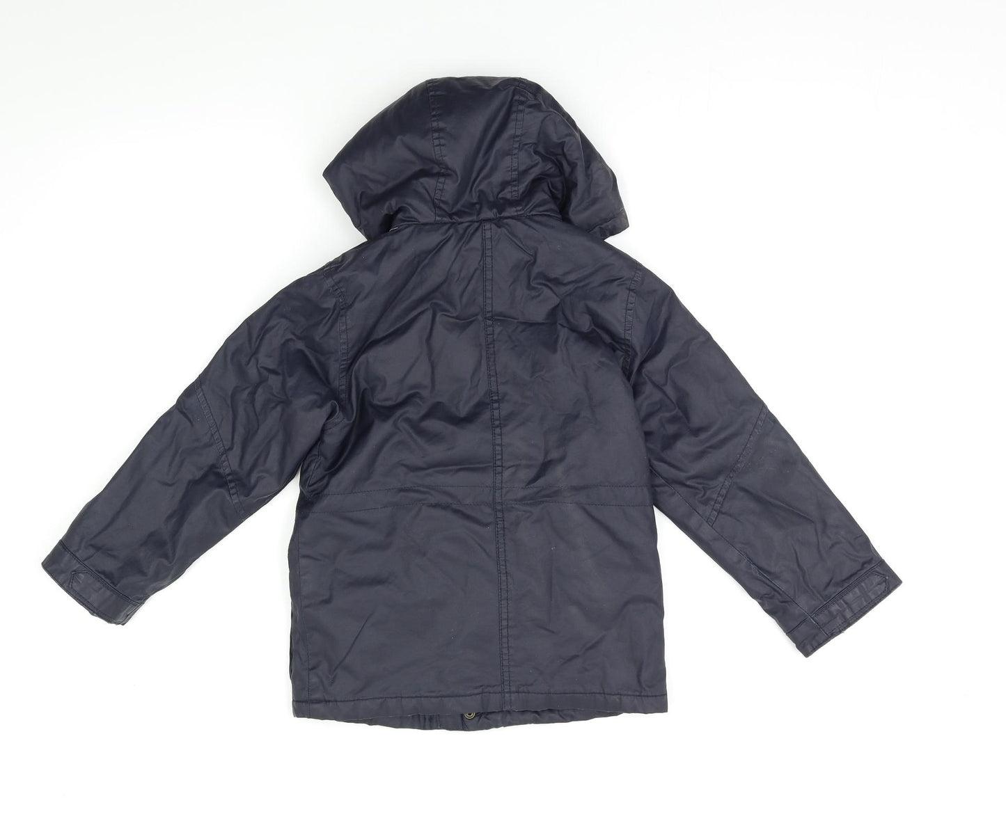 George Boys Blue  Canvas Overcoat Coat Size 5-6 Years  - Wax