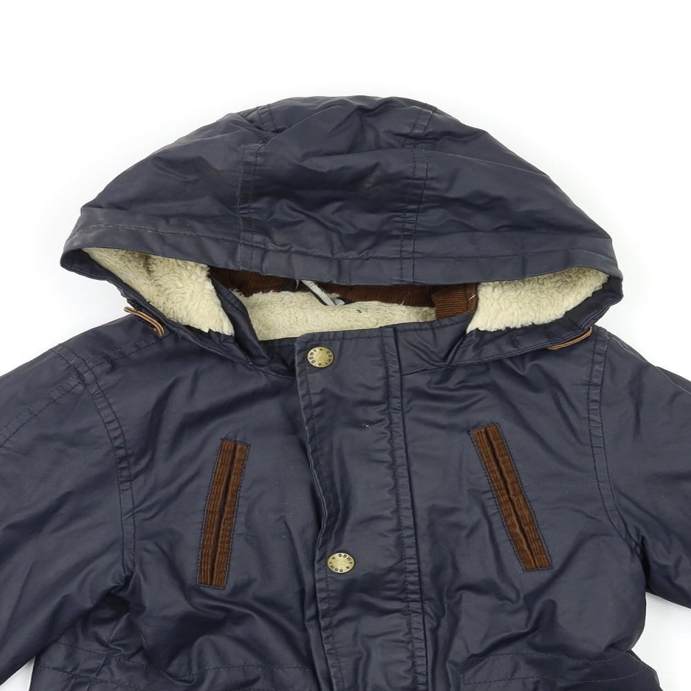 George Boys Blue  Canvas Overcoat Coat Size 5-6 Years  - Wax
