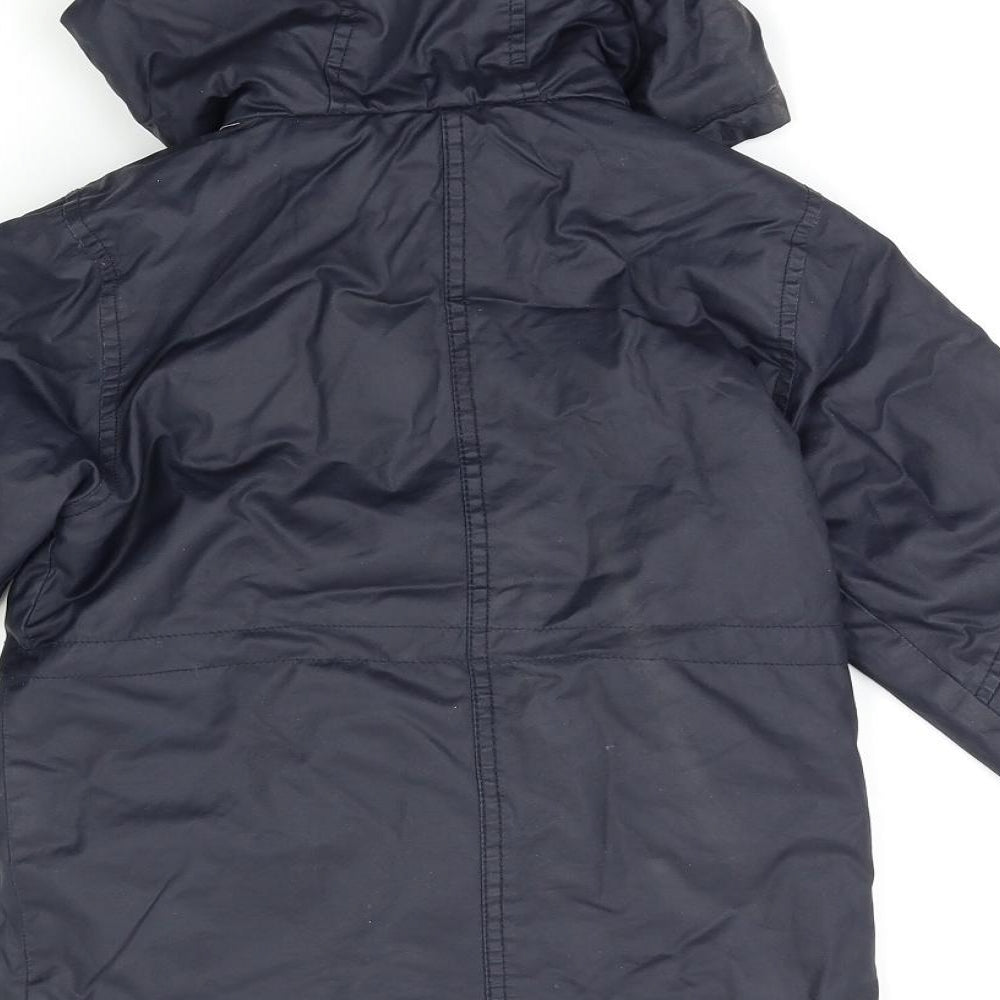 George Boys Blue  Canvas Overcoat Coat Size 5-6 Years  - Wax