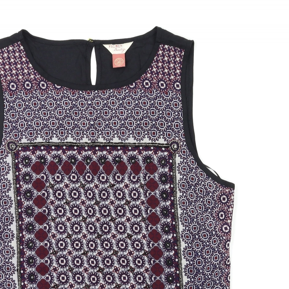 Matalan Womens Black Geometric  Basic Tank Size 12