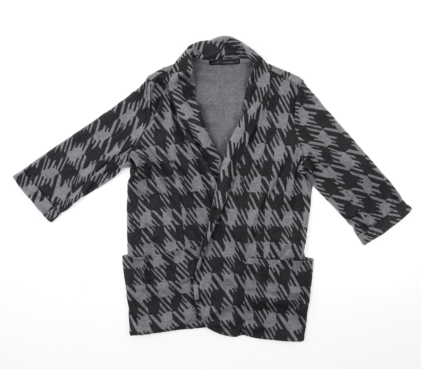 NEXT Womens Grey Geometric Knit Cardigan Jumper Size 14