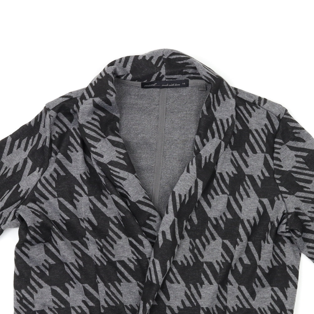 NEXT Womens Grey Geometric Knit Cardigan Jumper Size 14