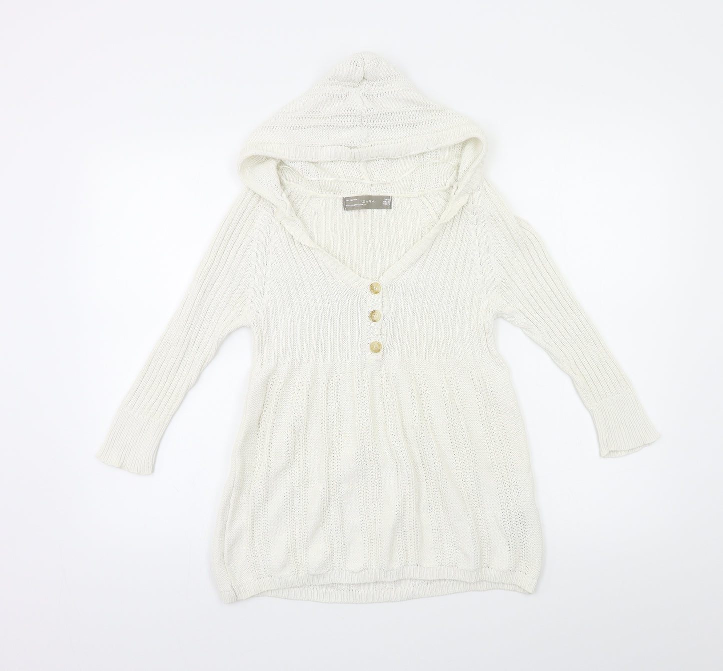 Zara Girls Ivory  Knit Tunic Jumper Size S