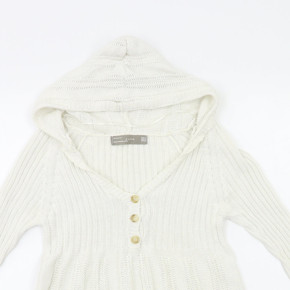 Zara Girls Ivory  Knit Tunic Jumper Size S