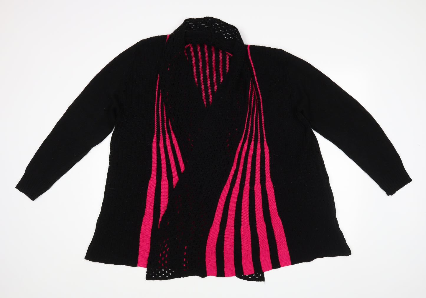 Remel London Womens Black Striped  Wrap Jumper Size XL